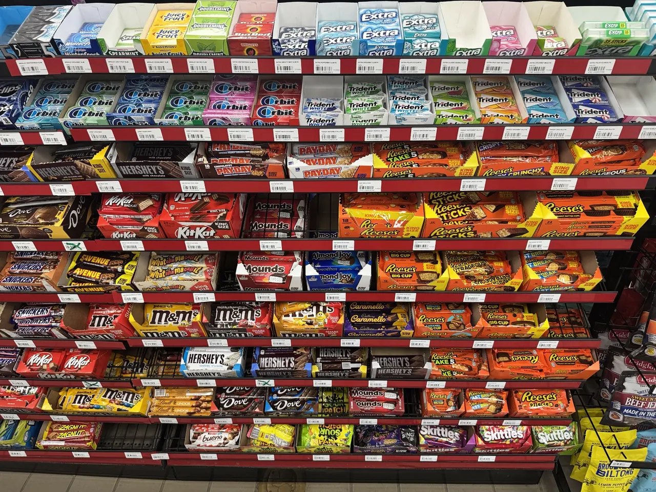 Large selection of candy, chocolate and gum at Jack's